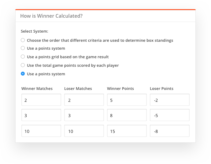 sportyHQ Flexible scoring options